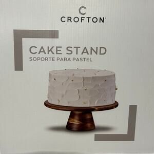 Crofton Acacia Wood Cake Stand Pedestal New In Box Aldi Farmhouse Decor